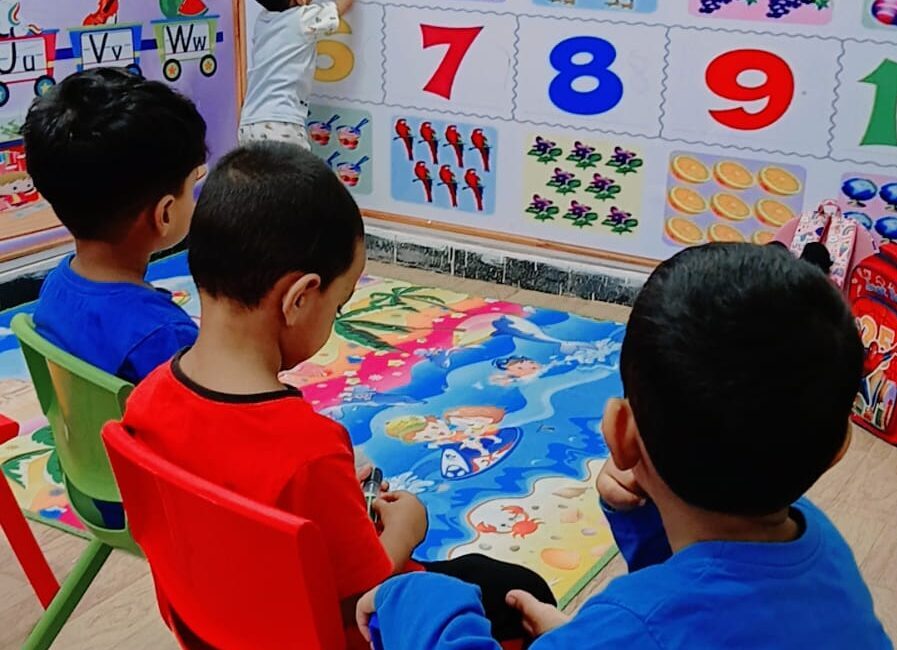 "Children learning through play at Stepping Stone Day Care in Hyderabad"