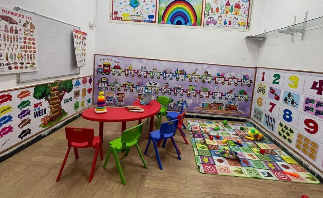 "Children learning through play at Stepping Stone Day Care in Hyderabad"