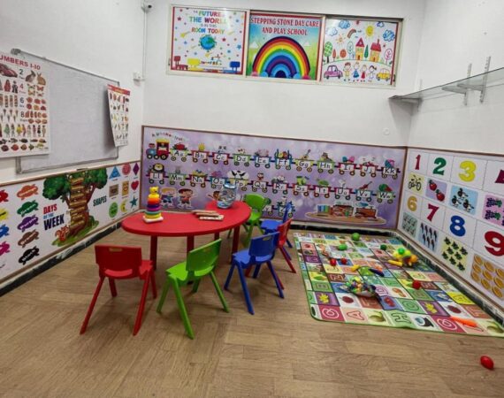 "Children learning through play at Stepping Stone Day Care in Hyderabad"