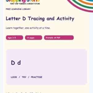 Letter D Tracing and Activity (Free Printable PDF)