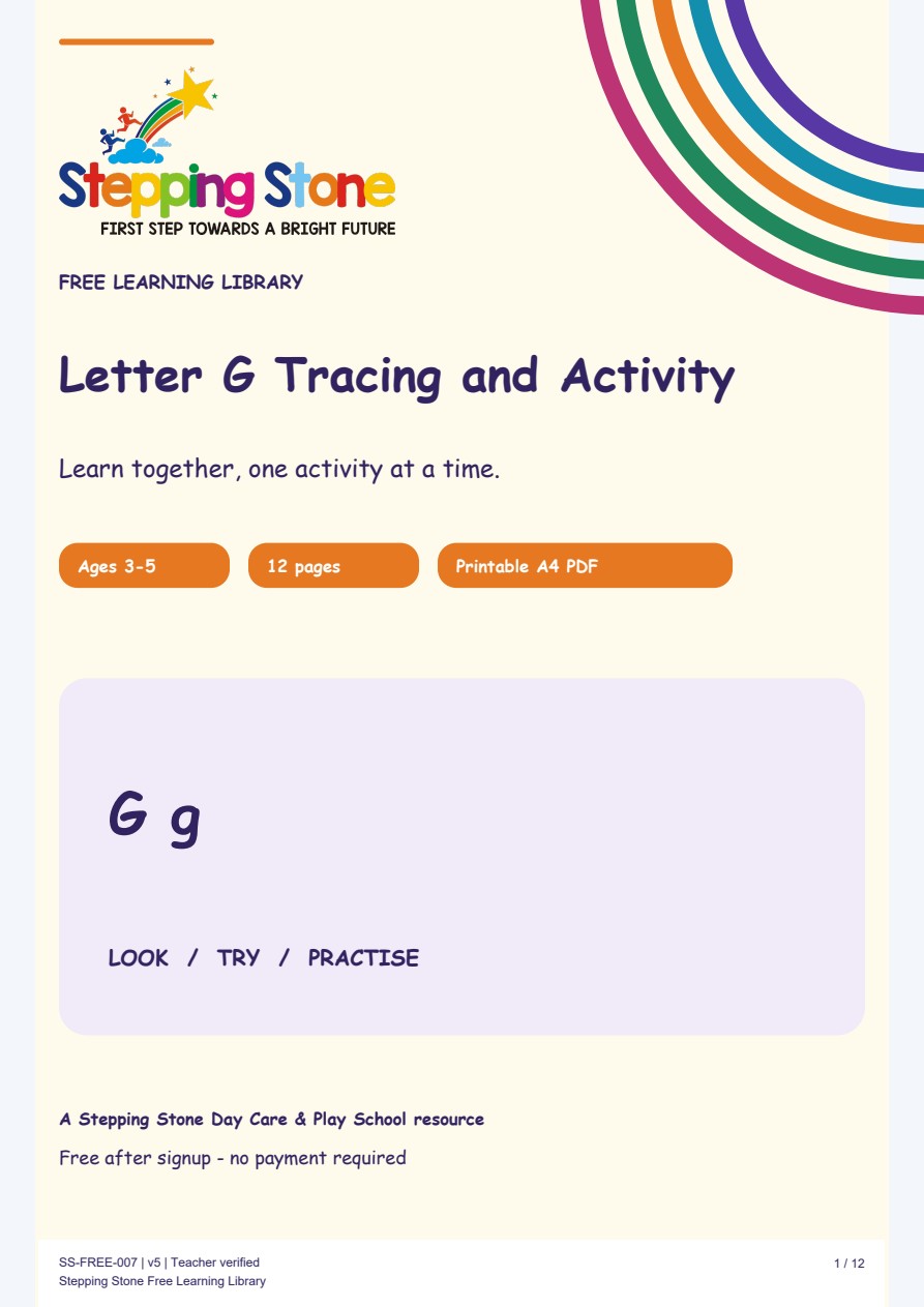 Letter G Tracing and Activity (Free Printable PDF)