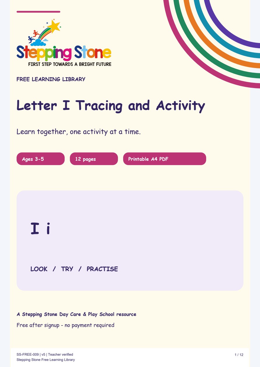 Letter I Tracing and Activity (Free Printable PDF)