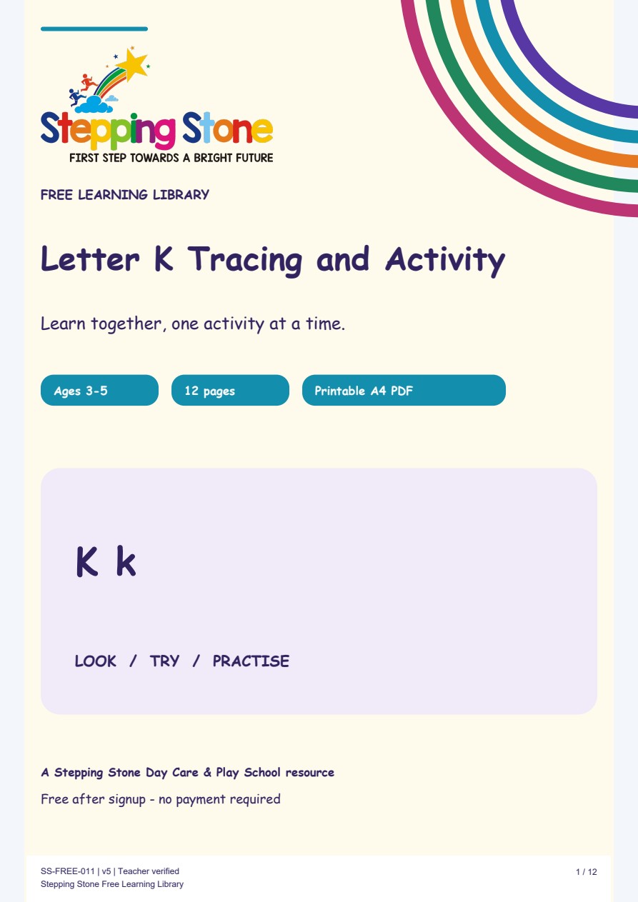 Letter K Tracing and Activity (Free Printable PDF)