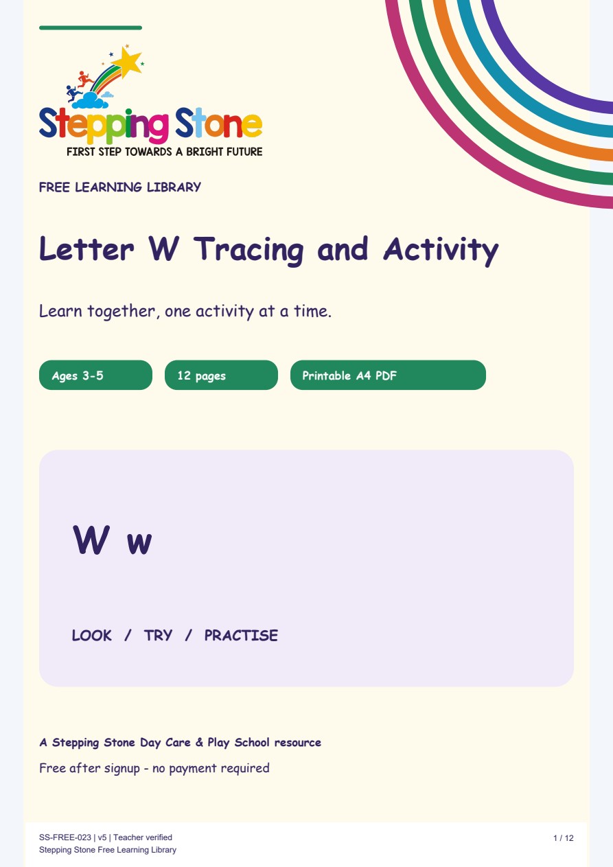 Letter W Tracing and Activity (Free Printable PDF)