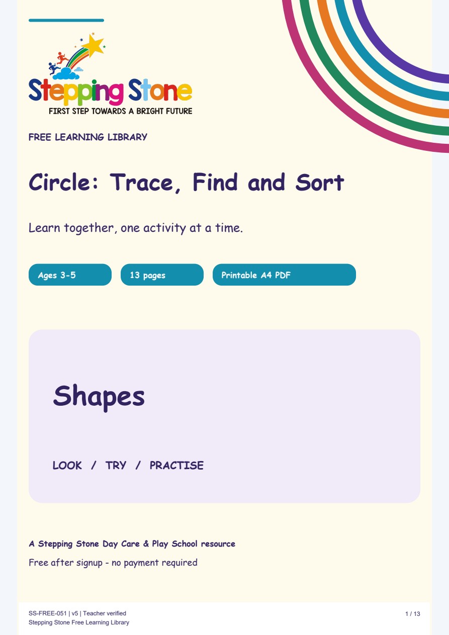Circle: Trace, Find and Sort (Free Printable PDF)