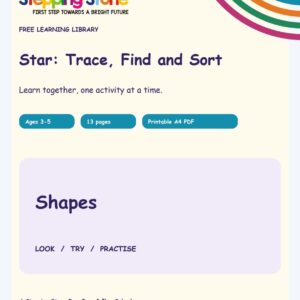Star: Trace, Find and Sort (Free Printable PDF)