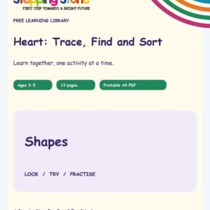 Heart: Trace, Find and Sort (Free Printable PDF)