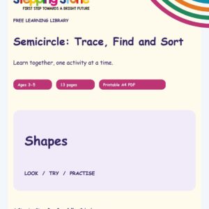 Semicircle: Trace, Find and Sort (Free Printable PDF)