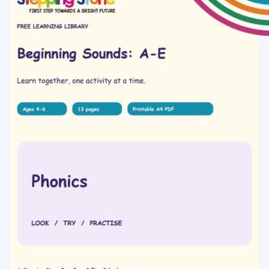 Beginning Sounds: A–E (Free Printable PDF)