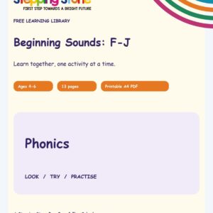 Beginning Sounds: F–J (Free Printable PDF)