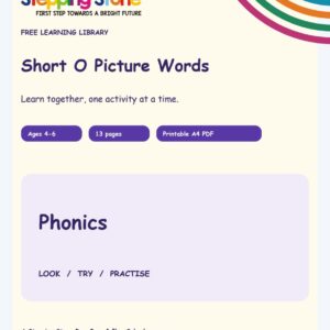 Short O Picture Words (Free Printable PDF)