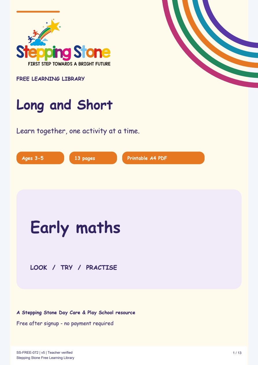 Long and Short (Free Printable PDF)