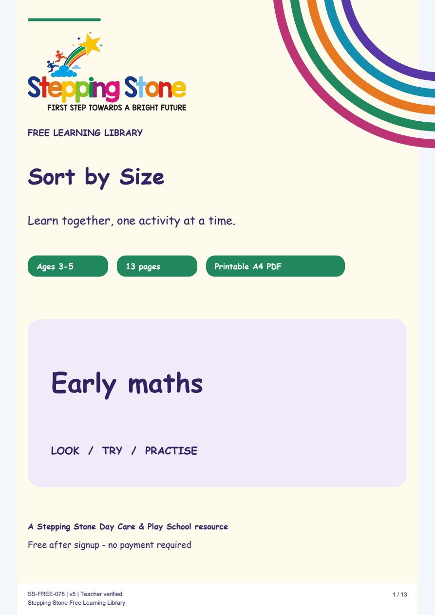Sort by Size (Free Printable PDF)
