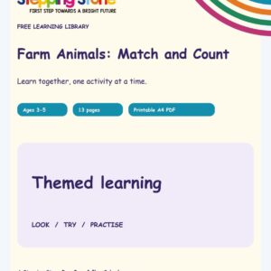 Farm Animals: Match and Count (Free Printable PDF)
