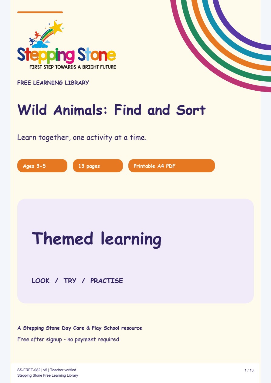 Wild Animals: Find and Sort (Free Printable PDF)