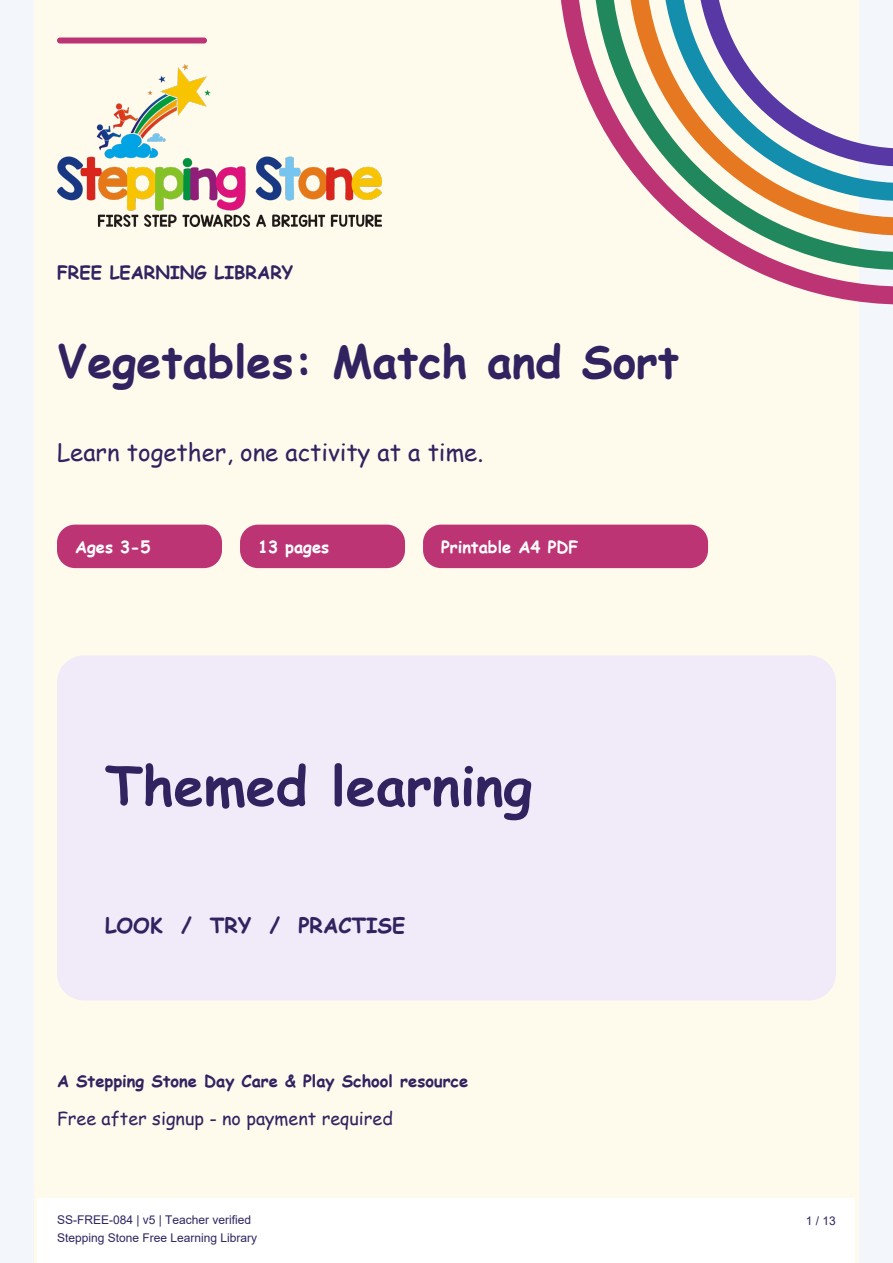 Vegetables: Match and Sort (Free Printable PDF)