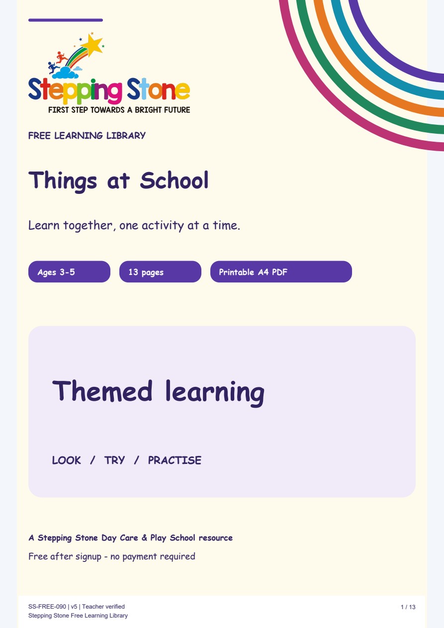 Things at School (Free Printable PDF)