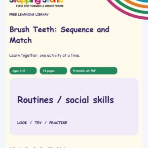 Brush Teeth: Sequence and Match (Free Printable PDF)