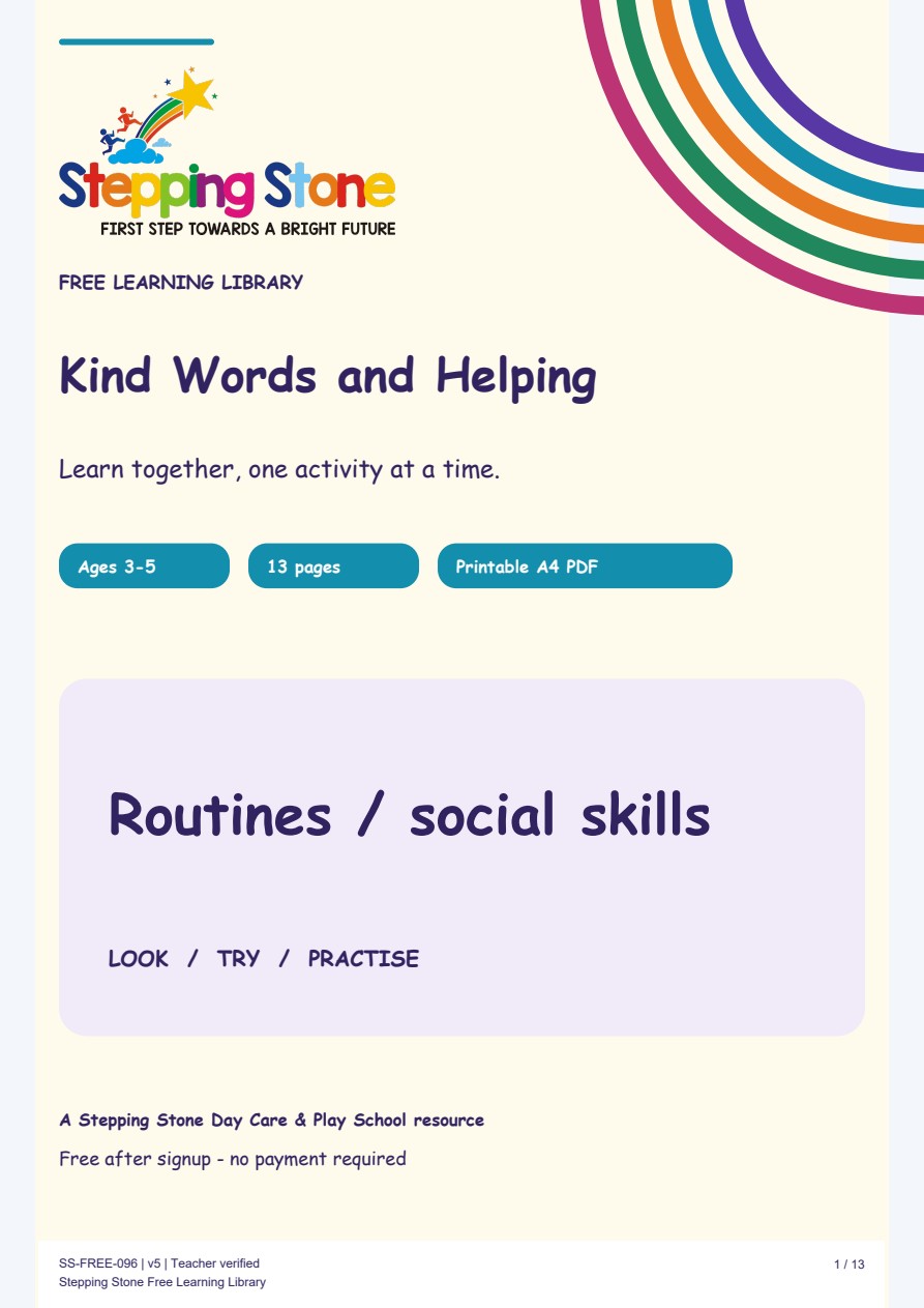 Kind Words and Helping (Free Printable PDF)