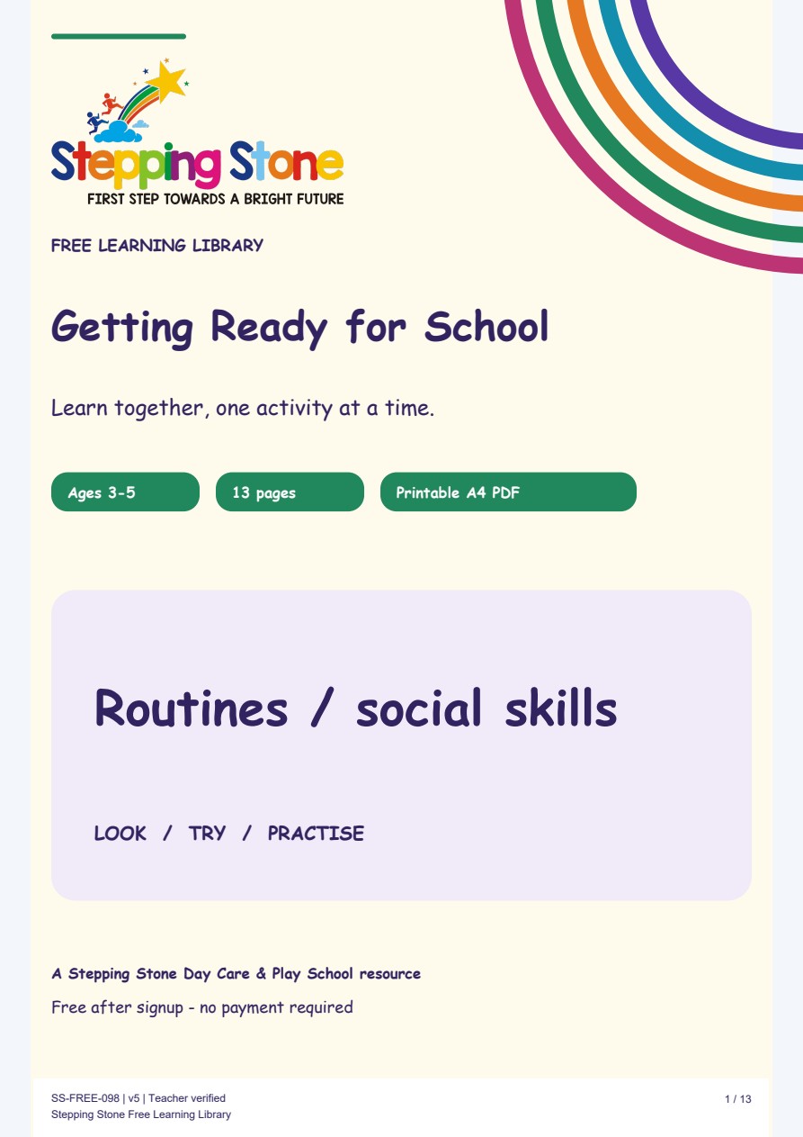 Getting Ready for School (Free Printable PDF)