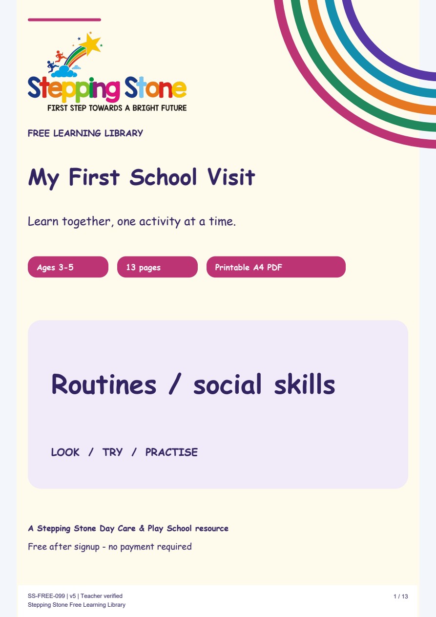 My First School Visit (Free Printable PDF)