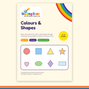Colours & Shapes Activity Pack printable PDF cover – Stepping Stone