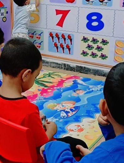 "Children learning through play at Stepping Stone Day Care in Hyderabad"