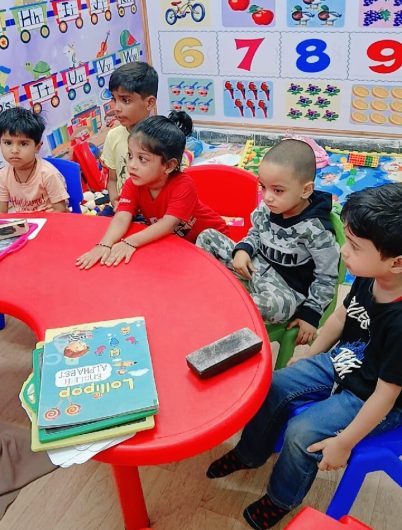 "Happy students in a colorful kindergarten classroom Hyderabad"